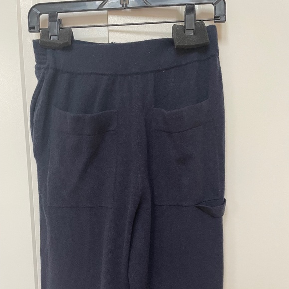 Navy High Waist Cashmere Carpenter Pant from NAKEDCASHMERE - Picture 6 of 11